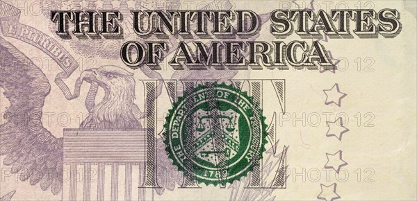 Close-up of US five dollar bill