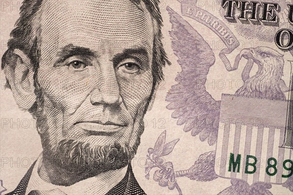 Close-up of US five dollar bill