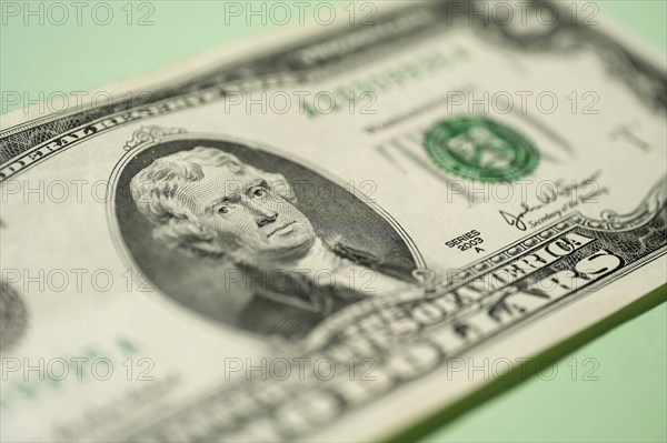 Close up of US two dollar bill