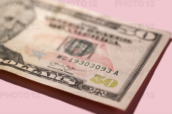 Close-up of US fifty dollar bill