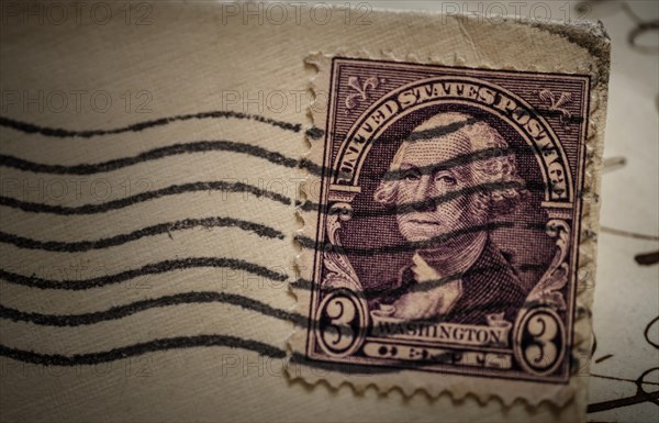Postage stamp with George Washington