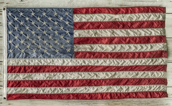 American flag on wood