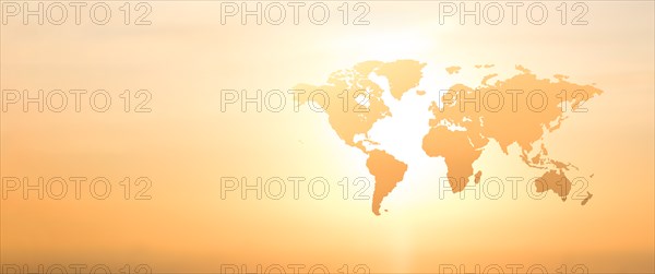 World map on yellow background,,