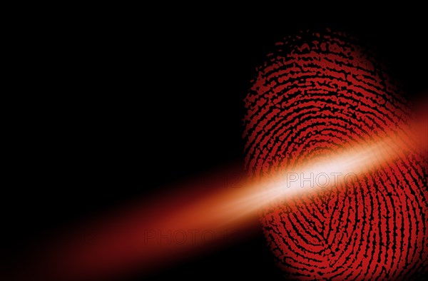 Red fingerprint with scanning flight across it