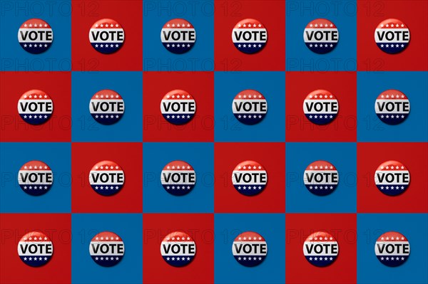 Red and blue pattern of vote badges