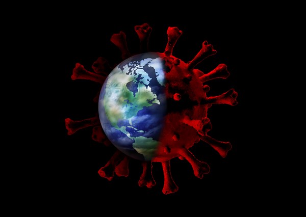 Coronavirus model combined with globe