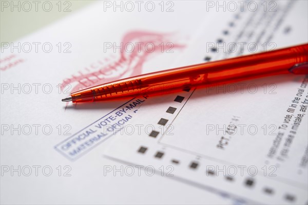 Voting ballot and red pen