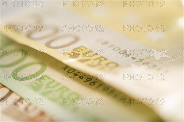 Different denominations of Euro bills