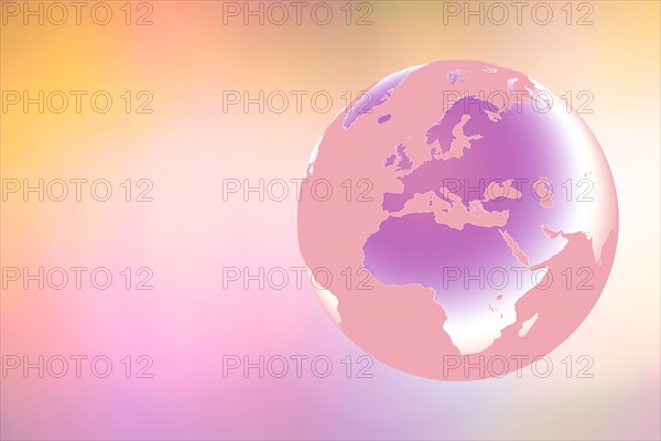 Globe showing Europe and Africa on pastel background