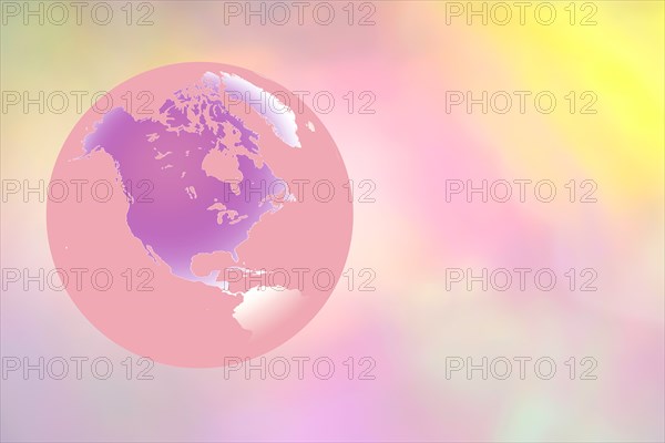 Globe showing North America on pastel background