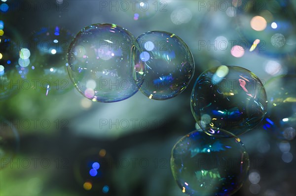 Soap bubbles floating in air