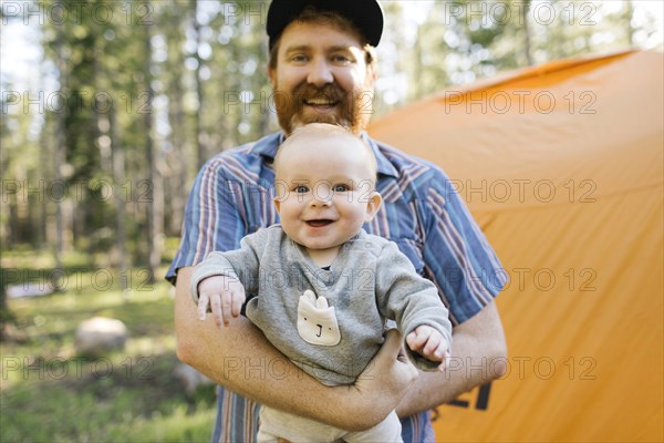 Portrait of happy father with baby son