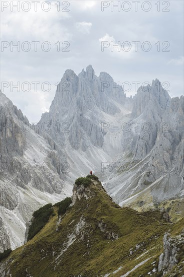 Italy, South Tirol, Belluno, Sexten Dolomites, Cadini di Misurina, Barren mountains on cloudy day