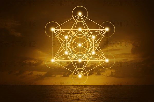 Metatron Cube against yellow sky