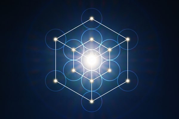 Metatron Cube on blue background