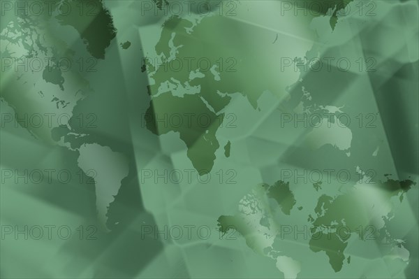 Green abstract digital world map