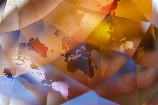 World map on abstract colorful background