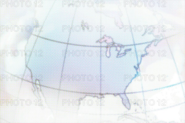 Part of digitally generated globe