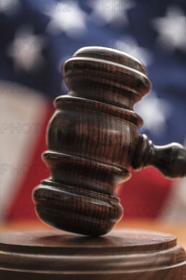 Gavel against american flag