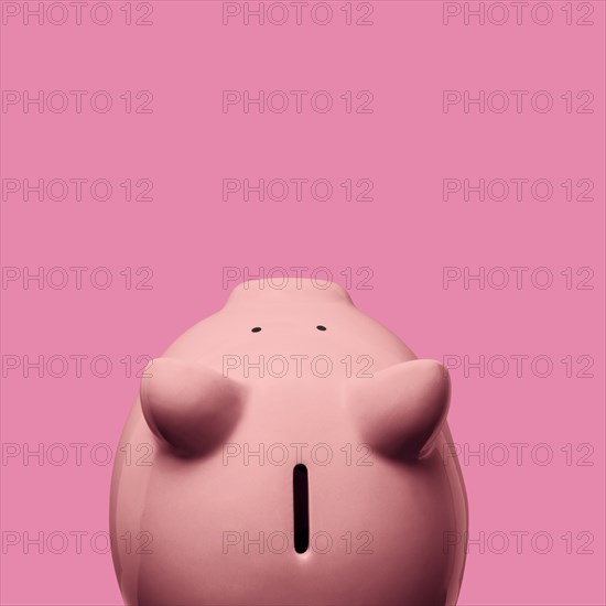 Piggy bank on pink background