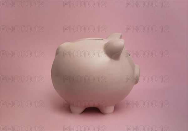 Piggy bank on pink background