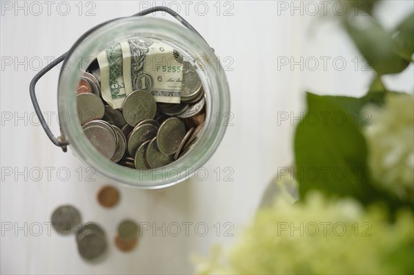 Coins in jar