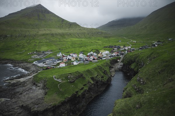 Denmark, Faroe Islands, Gjgv, Village on coast