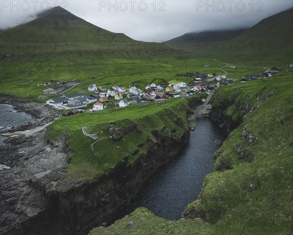 Denmark, Faroe Islands, Gjgv, Village on coast