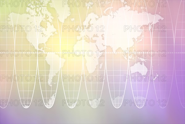 World map and cartographic grid