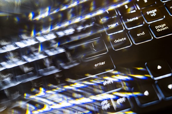 Close-up of blurred computer keyboard