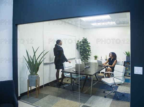 Two businesswomen working in office