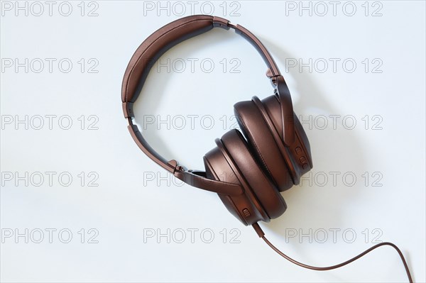 Headphones on blue background