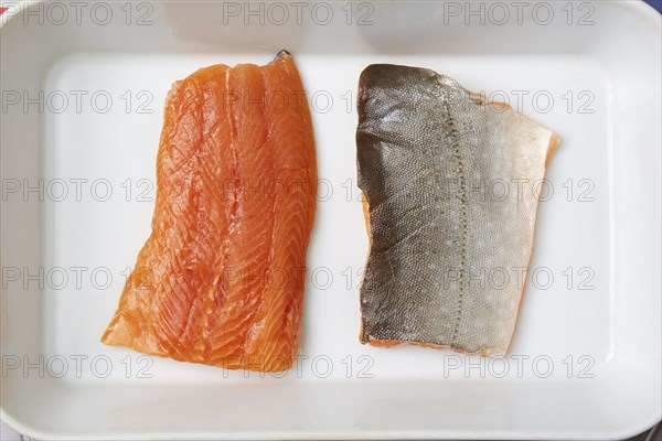 Raw salmon filets