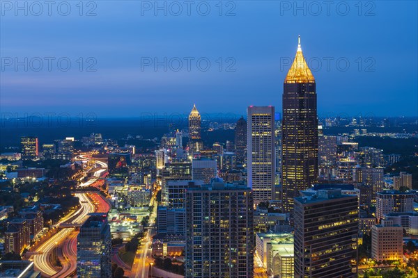 Downtown architecture at dusk