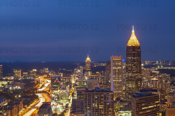 Downtown architecture at dusk