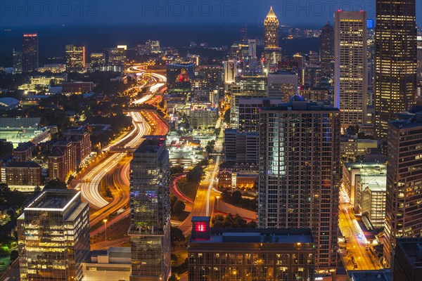 Downtown architecture at dusk