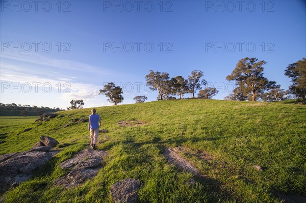 Woman hiking in landscape