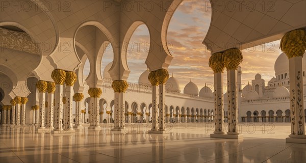 Sheikh Zayed Grand Mosque at sunset