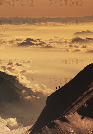 Aerial view of Monte Rosa Massif at sunset