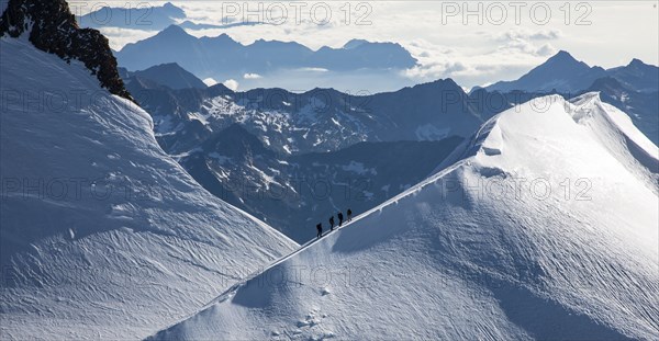 Aerial view of mountain ridge in Monte Rosa Massif