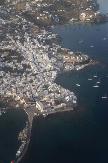 Aerial view of coastal town