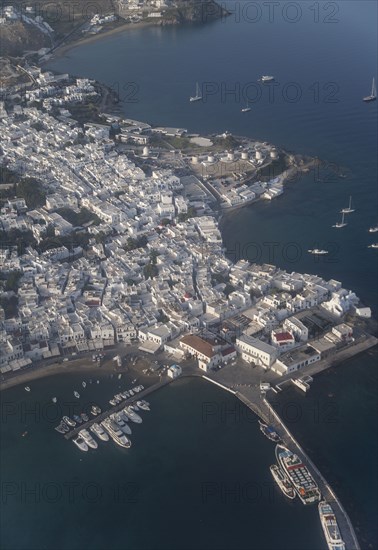 Aerial view of coastal town