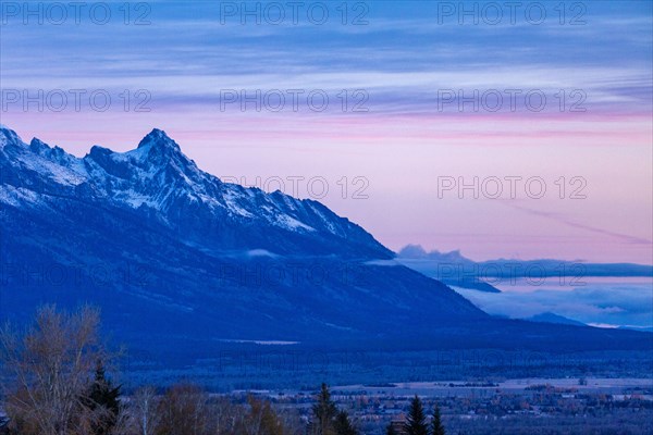 Landscape with Teton Range at dawn in Grand Teton National Park
