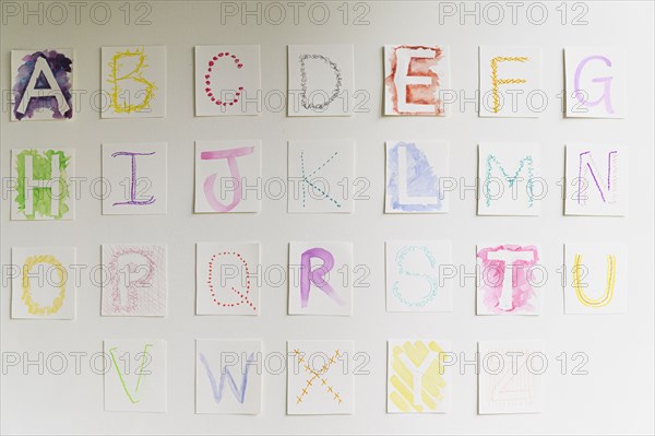 Homemade alphabet on wall