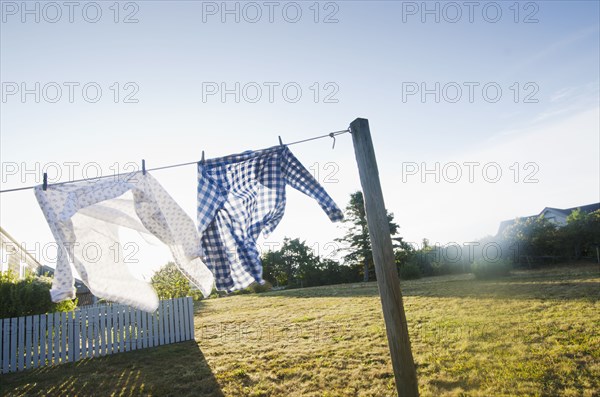 Laundry drying on clothesline