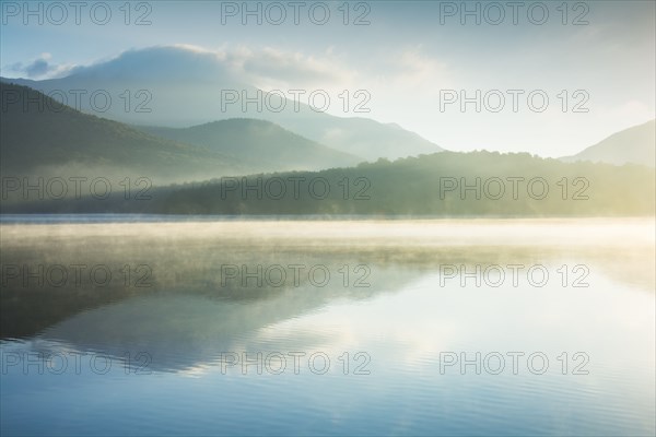 Morning mist rising on Lake Placid
