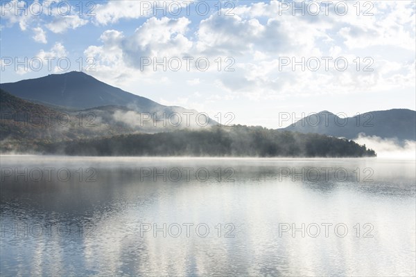 Morning mist rising on Lake Placid