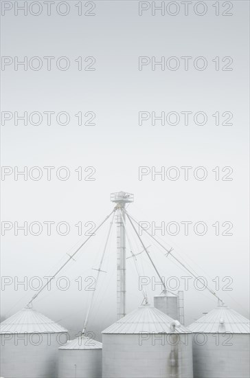 Silos in fog