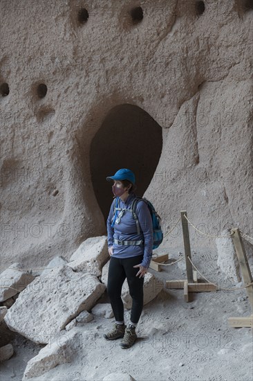 Hiker visiting Bandelier National Monument