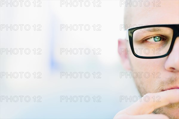 Caucasian man wearing eyeglasses